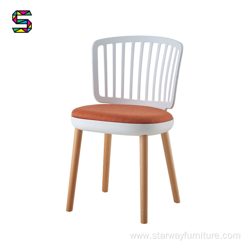 PP back with cushion solid beech leg dining-chair